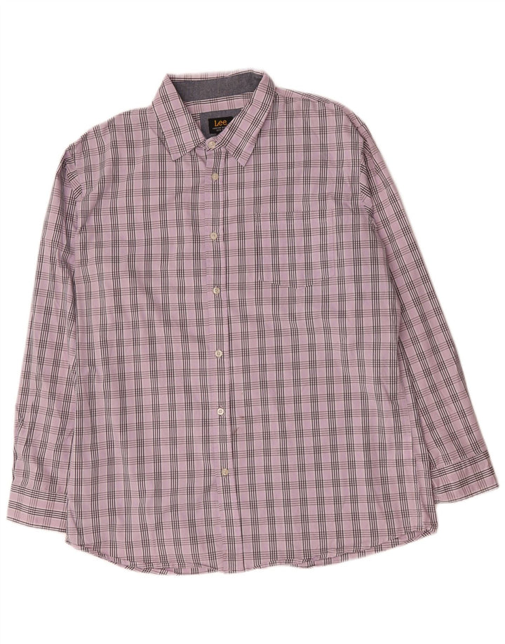 Ανδρικό πουκάμισο Lee XL Purple Check Cotton