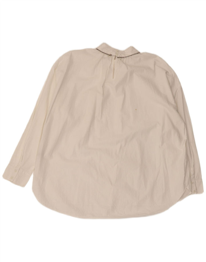 Γυναικεία μακρυμάνικη μπλούζα ZARA Oversized UK 6 XS Λευκό βαμβακερό