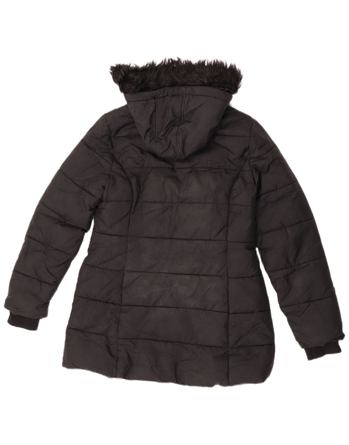 Marks & Spencer Girls Hooded Podded Coat 12-13 Years Black Polyester
