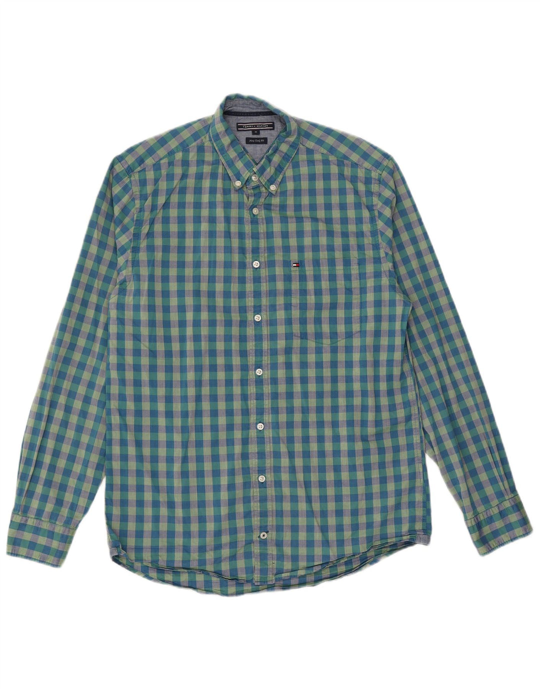 Tommy Hilfiger Ανδρικό πουκάμισο New York Fit Medium Blue Gingham Cotton