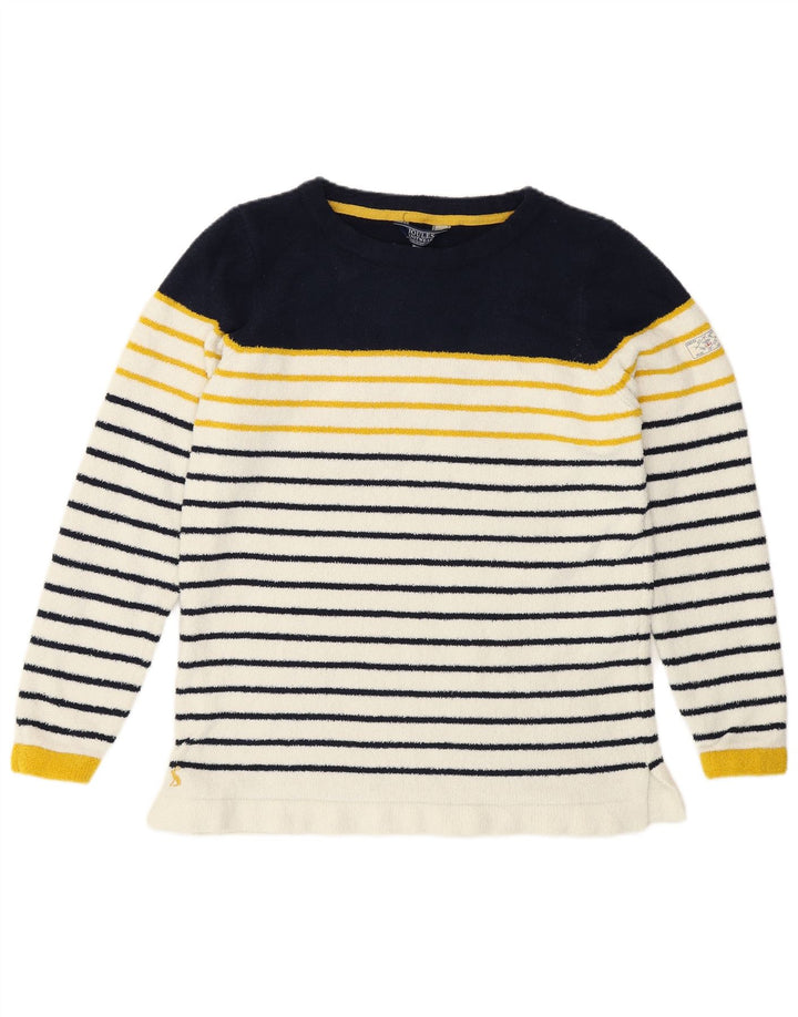 Joules Γυναικείο Fleece Jumper UK 12 Medium White ριγέ πολυεστέρας