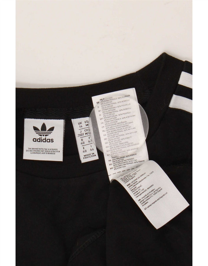 Adidas Γυναικείο T-Shirt Top UK 14 Μεσαίο μαύρο βαμβακερό