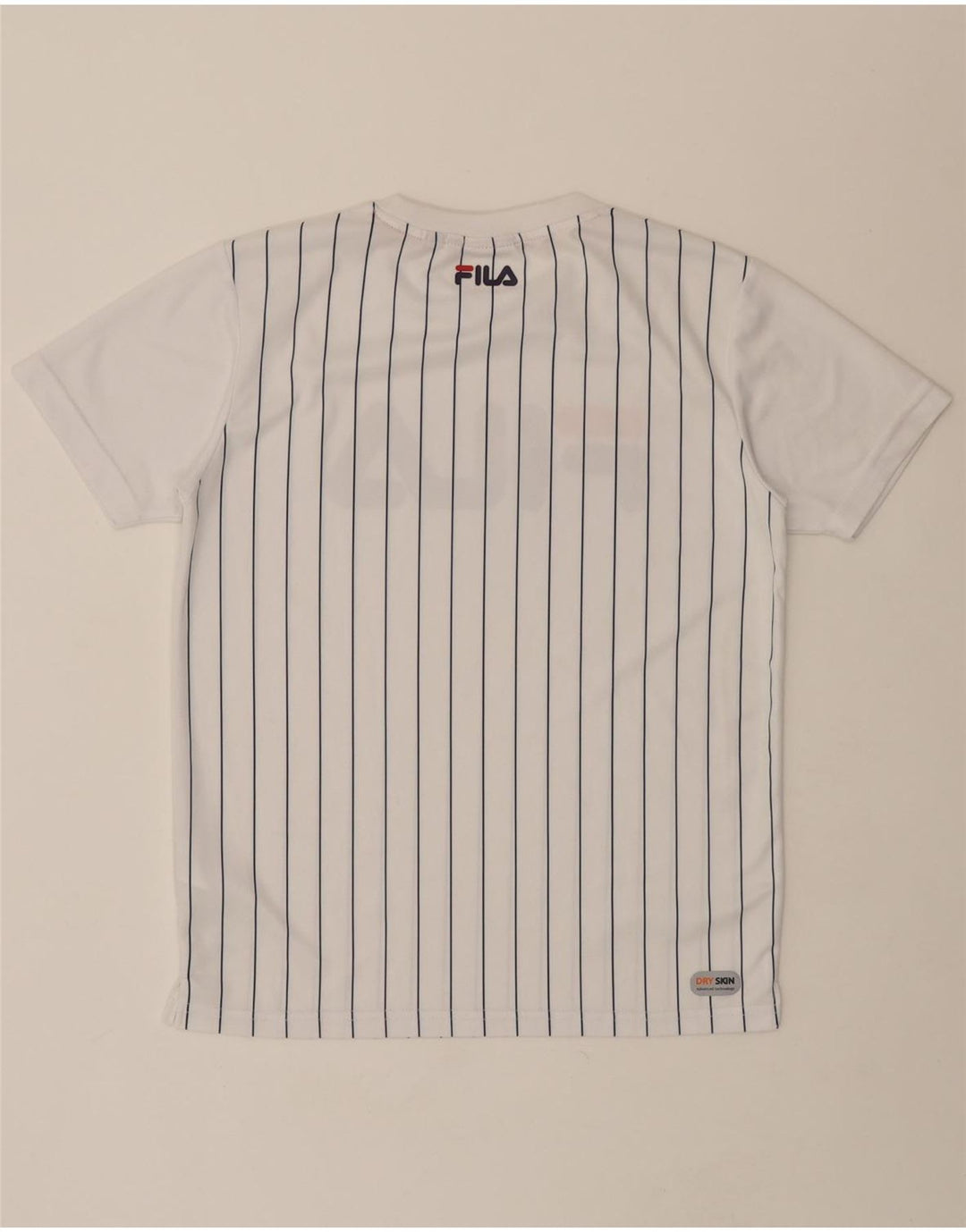 FILA Mens Graphic T-Shirt Top Small White Striped Polyester Vintage Fila and Second-Hand Fila from Messina Hembry 