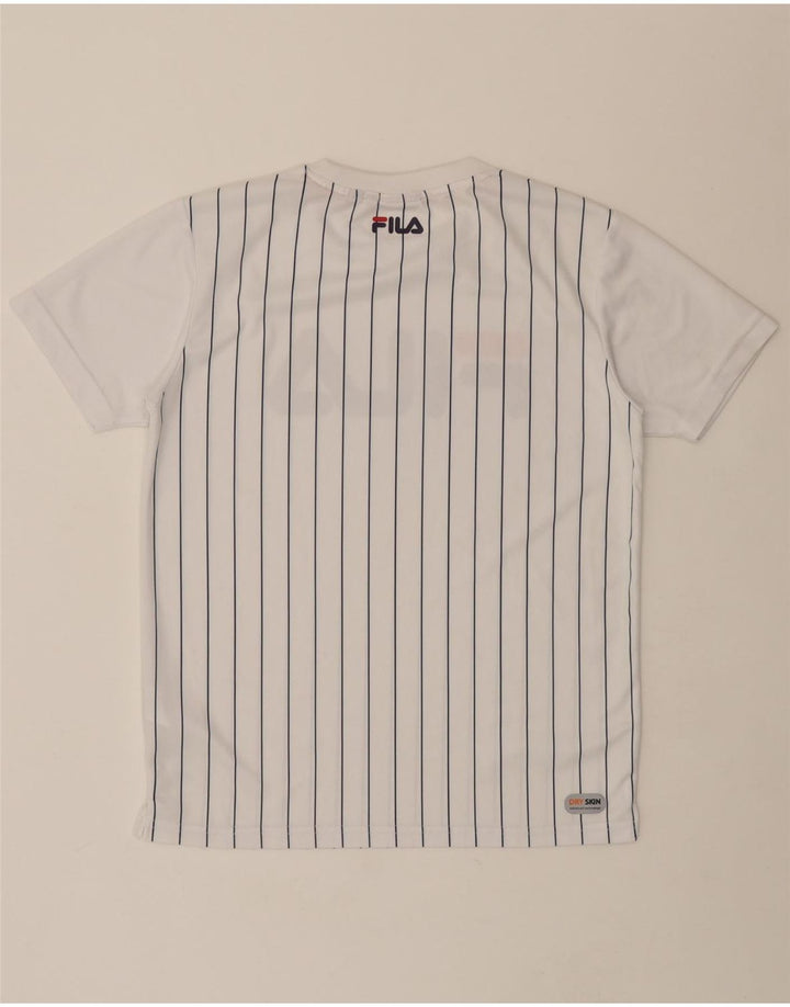FILA Mens Graphic T-Shirt Top Small White Striped Polyester Vintage Fila and Second-Hand Fila from Messina Hembry 