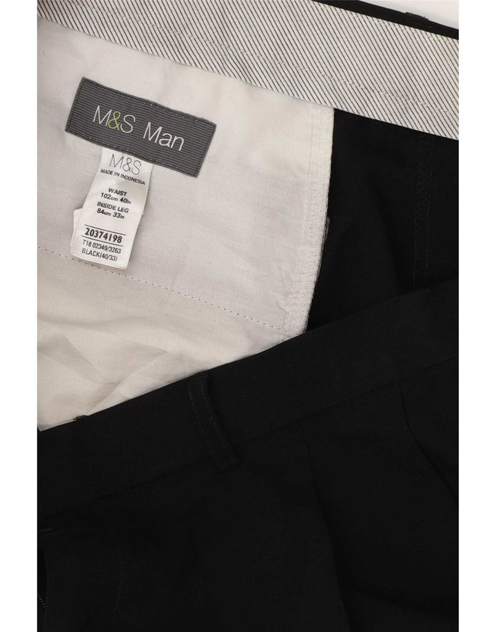 Marks & Spencer Ανδρικό παντελόνι με καρφίτσα W40 L33 Μαύρο πολυεστέρα