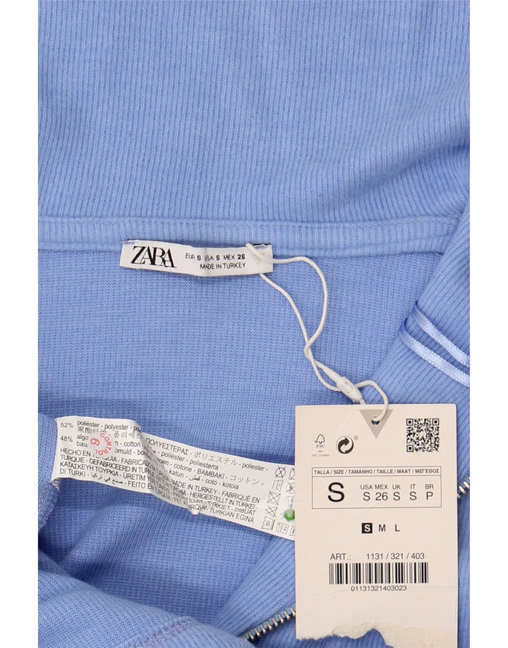 ZARA Γυναικείο πουλόβερ με φερμουάρ με φερμουάρ UK 10 Small Blue Polyester