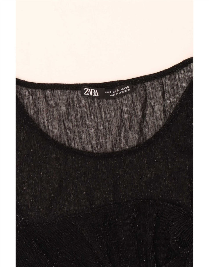 Zara Womens See Through Top 10 Small Black