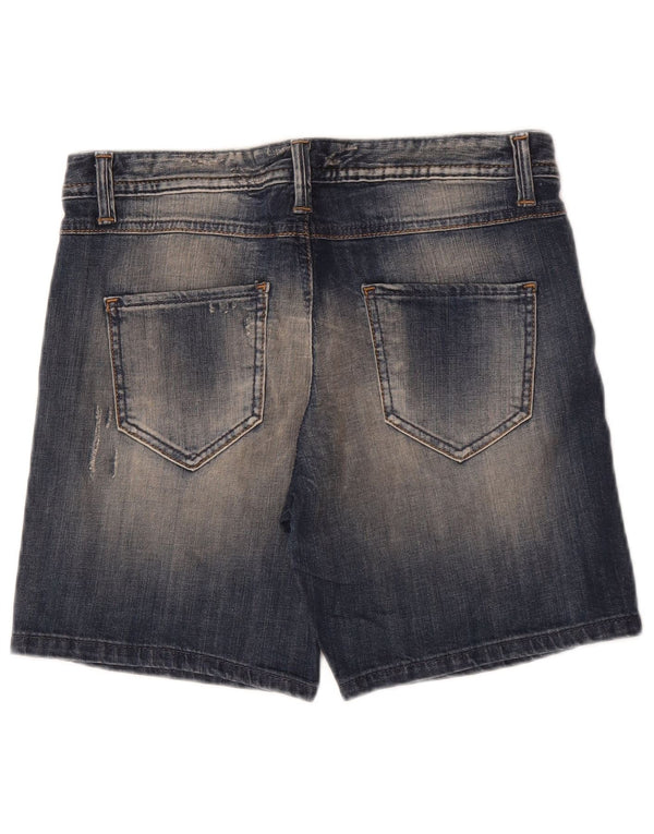 Γυναικείο τζιν σορτς Benetton ταλαιπωρημένο IT 40 Small W30 Μπλε βαμβακερό