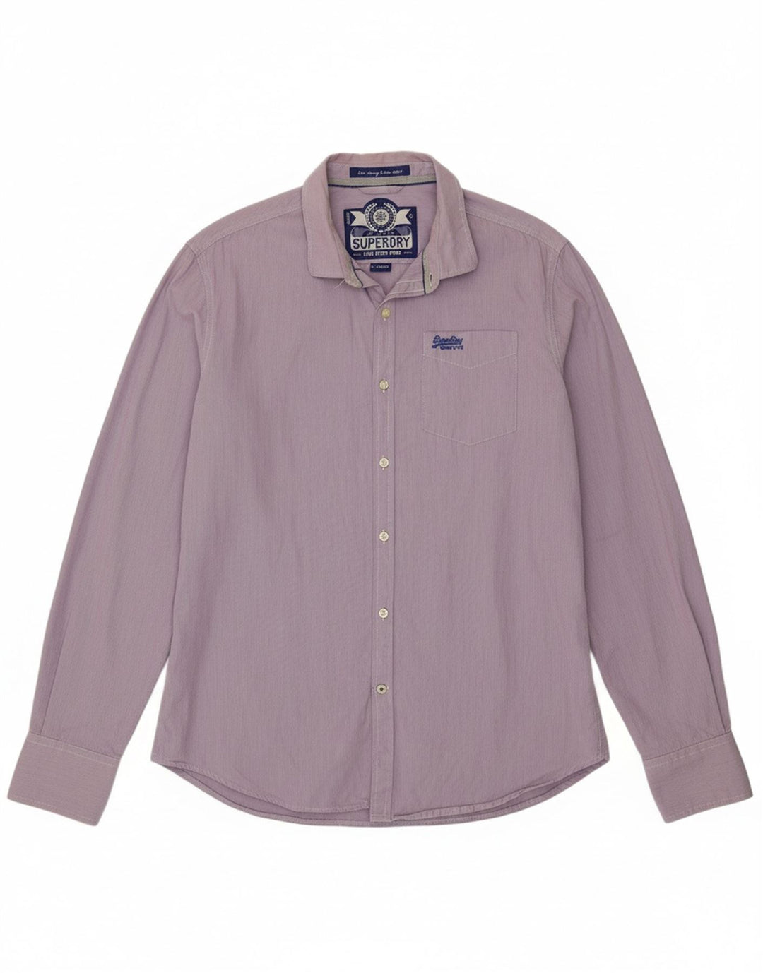 SUPERDRY Mens Shirt XL Purple Gingham Cotton