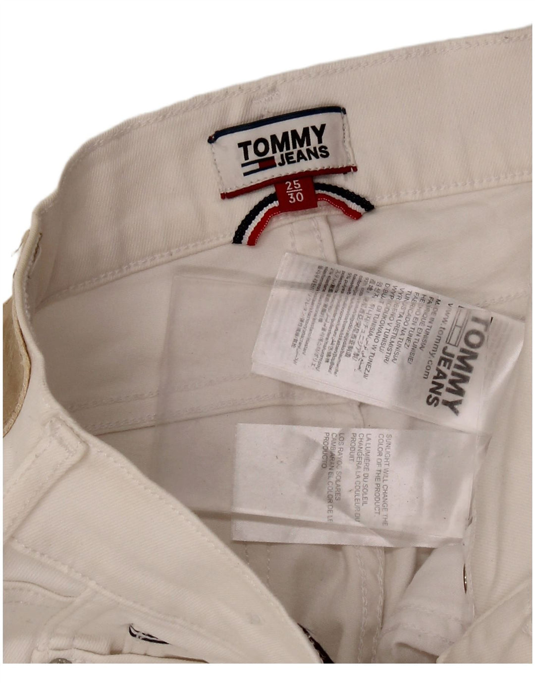 TOMMY HILFIGER Γυναικεία ψηλόμεσα στενά τζιν W25 L25 λευκό βαμβακερό