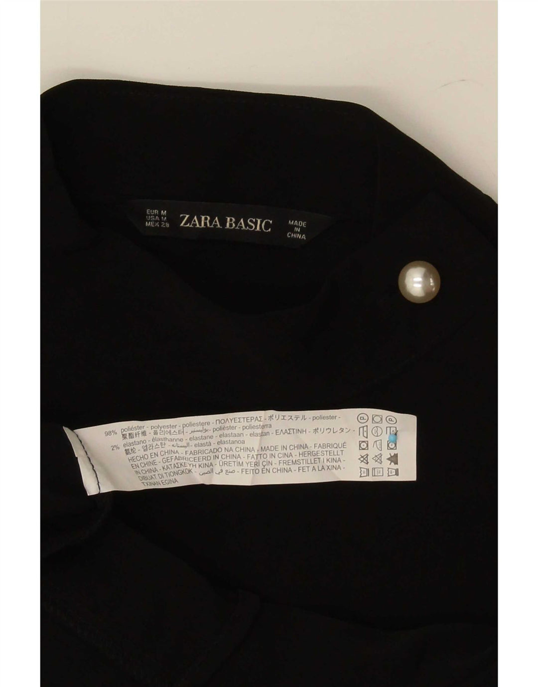 Zara Γυναικεία Μακρυμάνικη Μπλούζα Τοπ UK 14 Μεσαίου Μαύρου Πολυεστέρα