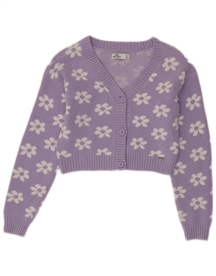 Γυναικεία ζακέτα HOLLISTER Crop UK 10 Small Purple Floral Cotton