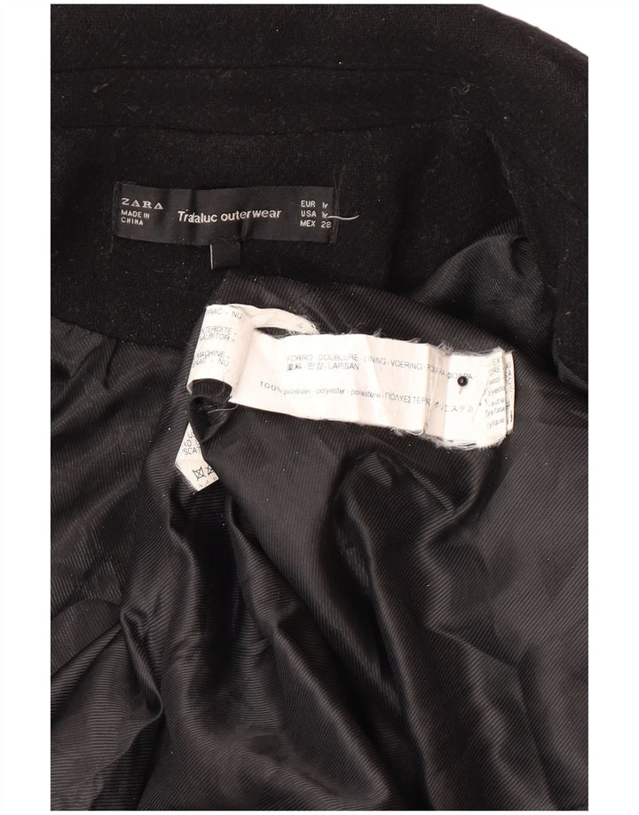 Zara Γυναικείο Παλτό με διπλό στήθος UK 12 Medium Black Polyester