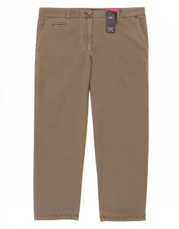 Marks & Spencer Γυναικείο κωνικό παντελόνι Chino UK 18 XL W38 L28 Χακί βαμβακερό