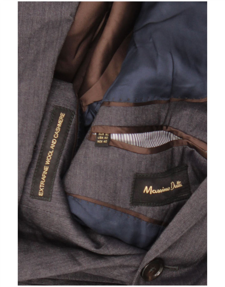 Massimo Dutti Ανδρικό τζάκετ μπλέιζερ με 2 κουμπιά EU 50 Μεσαίο γκρι μαλλί