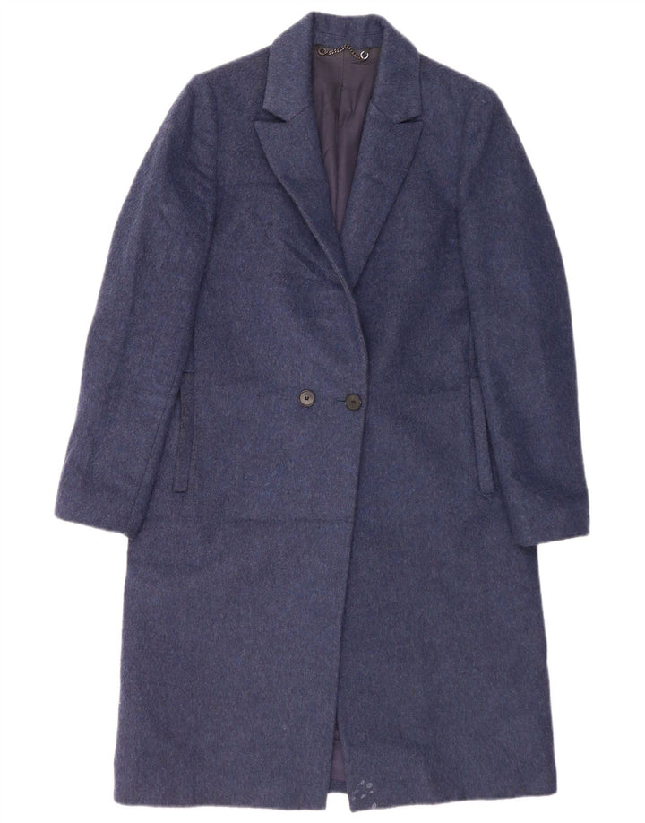 Jigsaw Γυναικείο παλτό με διπλό στήθος UK 10 Small Navy Blue Wool