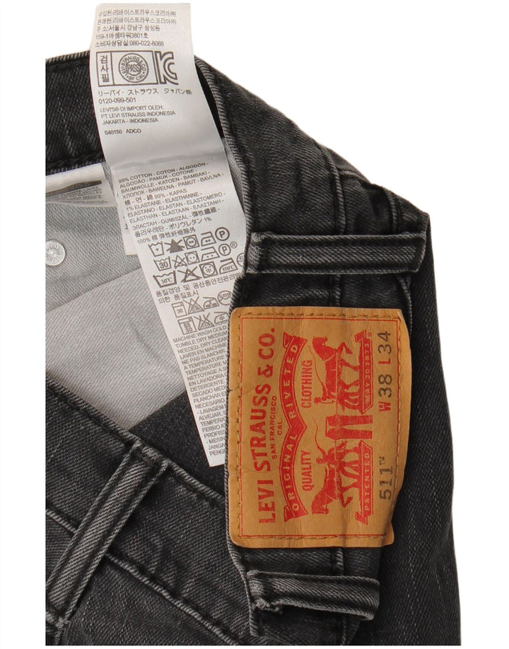 Levi's Mens 511 Slim Jeans W38 L34 Μαύρο βαμβακερό