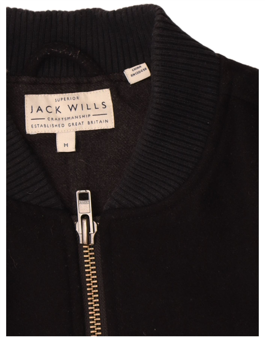 Jack Wills Ανδρικό Bomber Jacket UK 38 Medium Navy Blue Wool