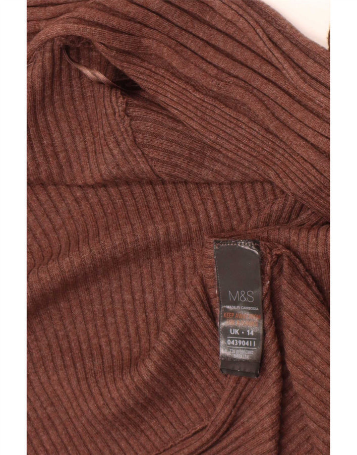 Marks & Spencer Γυναικείο ασύμμετρο ανοιχτό πουλόβερ UK 14 Μεσαίο καφέ