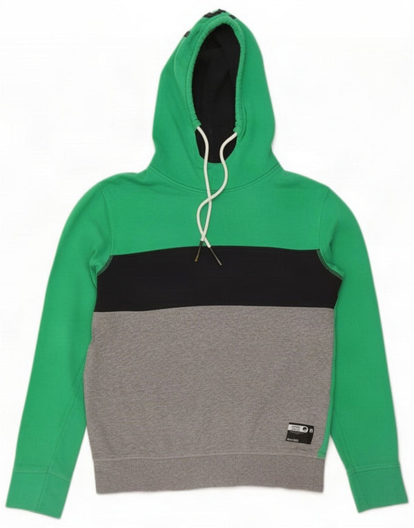 Jack & Jones Mens Graphic Hoodie Jumper Medium Green Colourblock