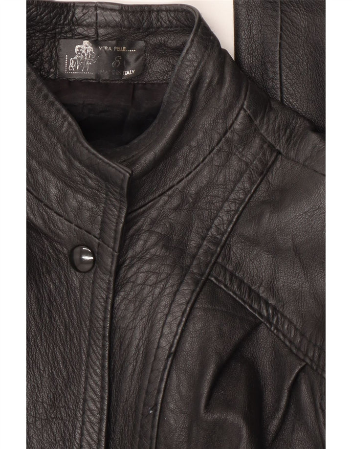 Vintage Γυναικείο Δερμάτινο Μπουφάν UK 14 Medium Black Leather