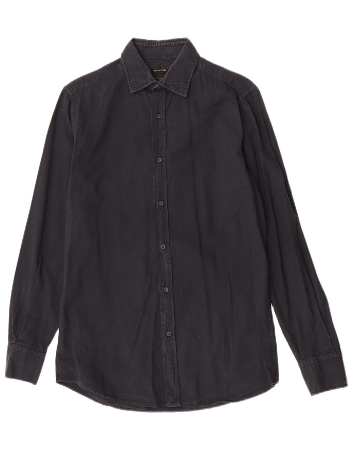 Ανδρικό πουκάμισο Massimo Dutti Μικρό Βαμβακερό Navy Blue