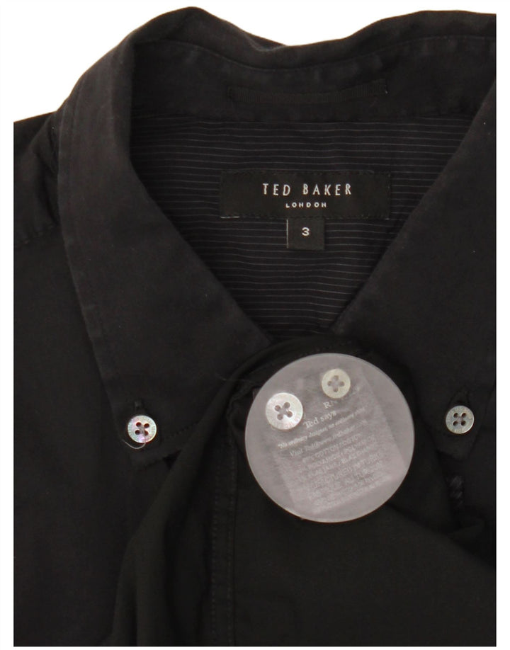 Ανδρικό πουκάμισο Ted Baker Νούμερο 3 Μεσαίο μαύρο βαμβακερό