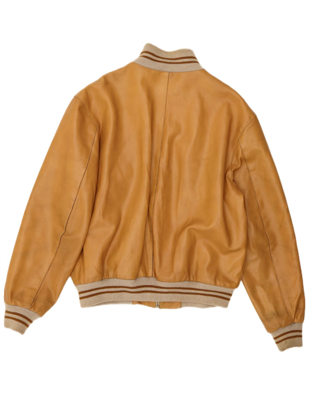 Vintage Ανδρικό Bomber Δερμάτινο Μπουφάν UK 42 XL Beige Leather