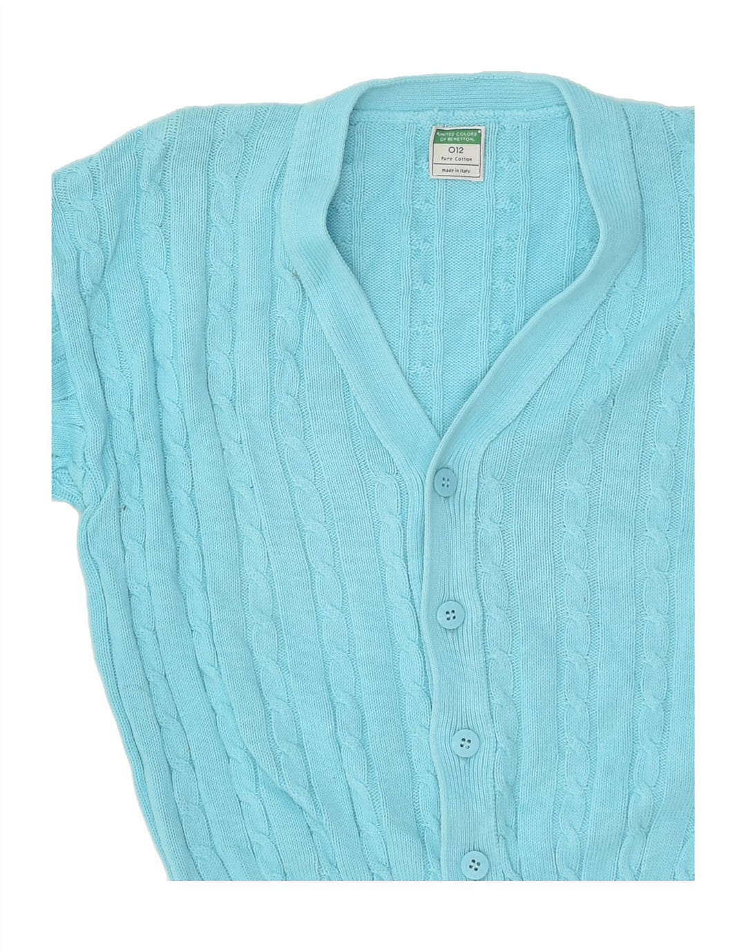 BENETTON Boys O12 Cardigan Sweater 11-12 Years Medium Turquoise Cotton | Vintage Benetton | Thrift | Second-Hand Benetton | Used Clothing | Messina Hembry 