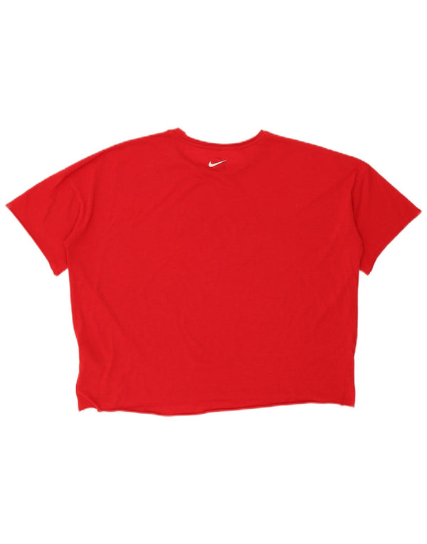 Nike Womens Dri Fit Crop Oversized Graphic T-Shirt Top UK 14 Medium Red