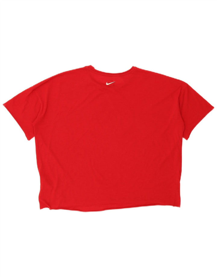Γυναικείο μπλουζάκι Nike Dri Fit Crop μεγάλου μεγέθους γραφικό T-shirt UK 14 Μεσαίο κόκκινο