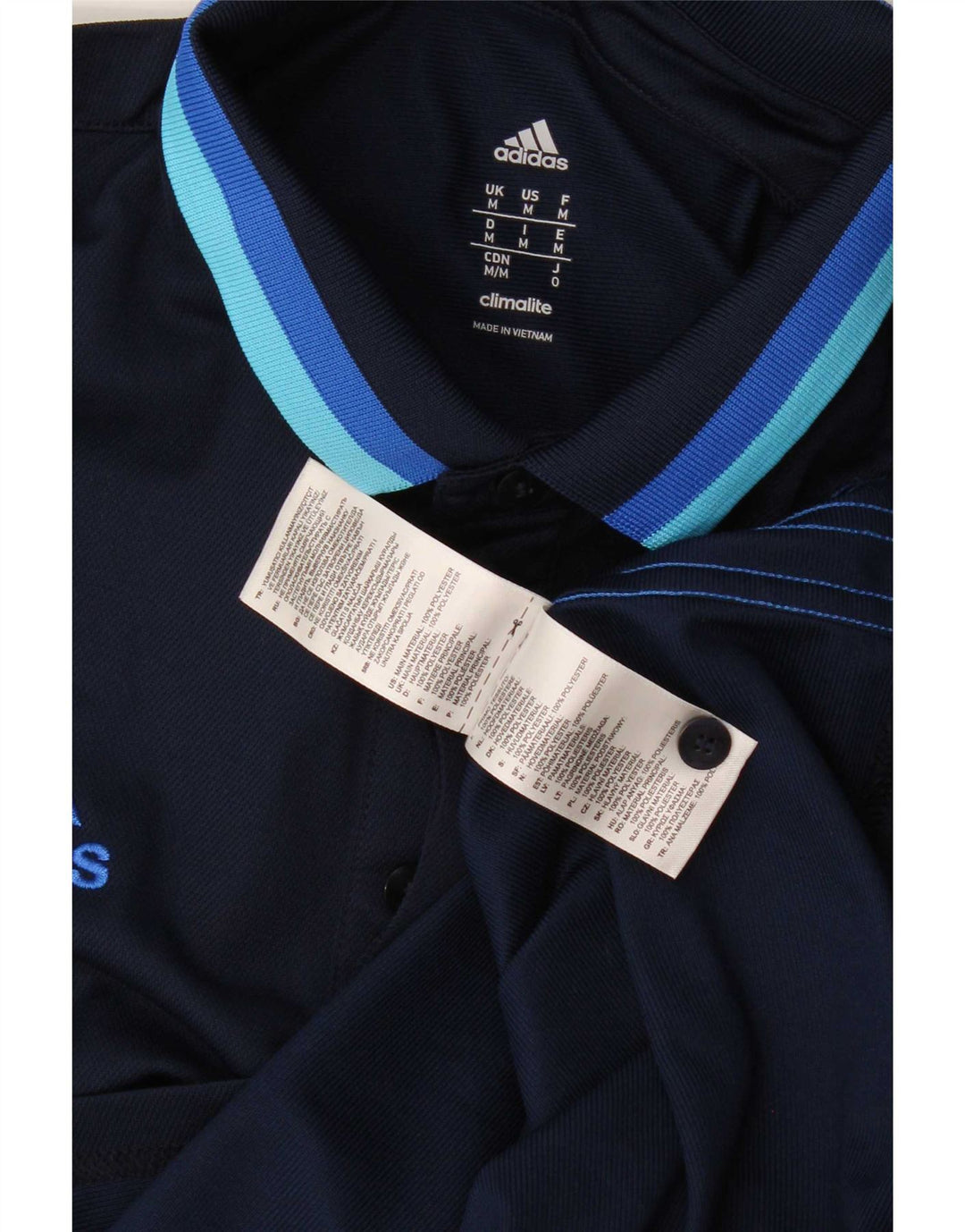 Ανδρικό πουκάμισο Adidas Climalite Polo Medium Navy Blue ριγέ πολυεστέρας