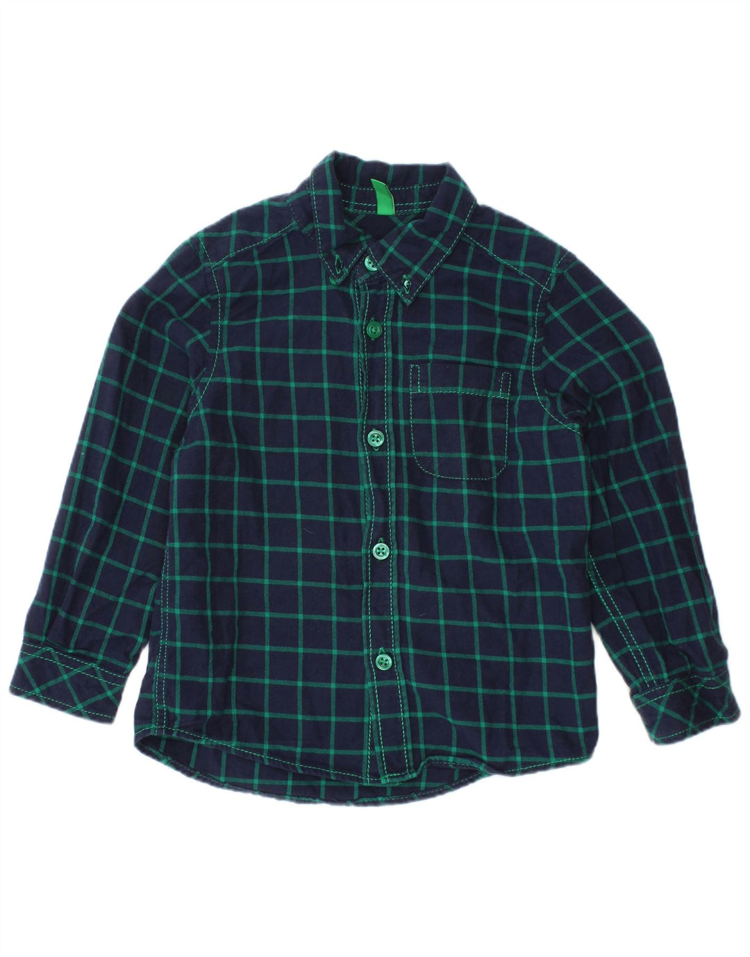 BENETTON Baby Boys Flannel πουκάμισο 18-24 μηνών Navy Blue Check Cotton