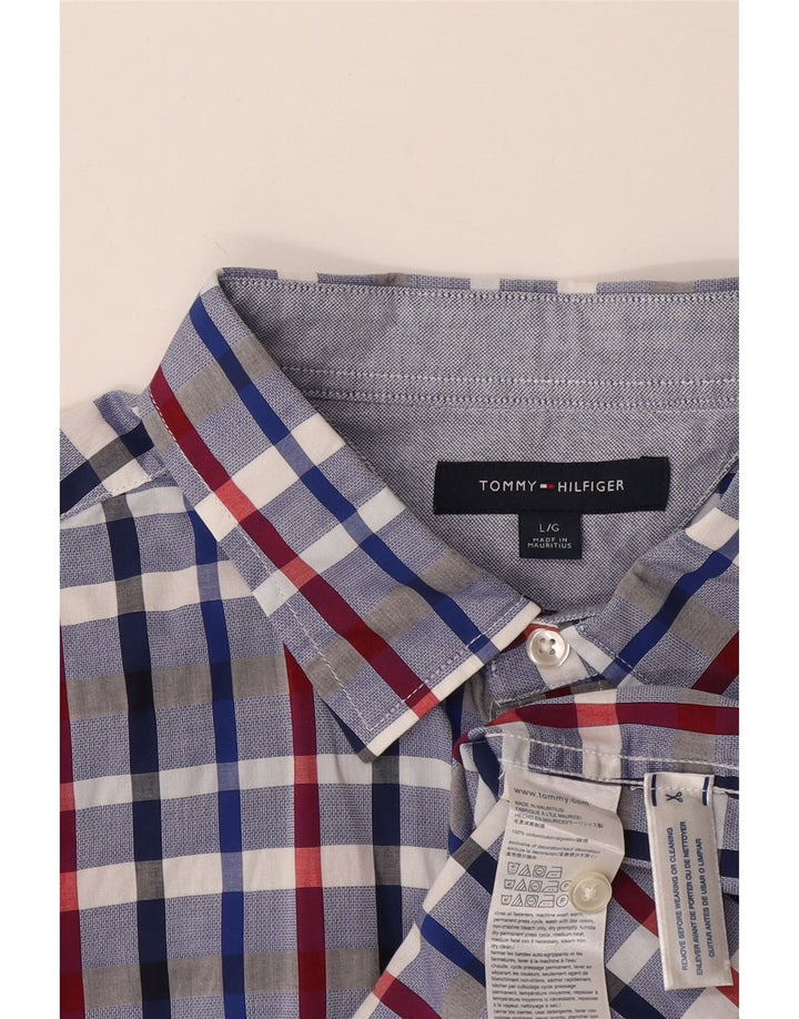 Tommy Hilfiger Ανδρικό κοντομάνικο πουκάμισο μεγάλο μπλε βαμβακερό