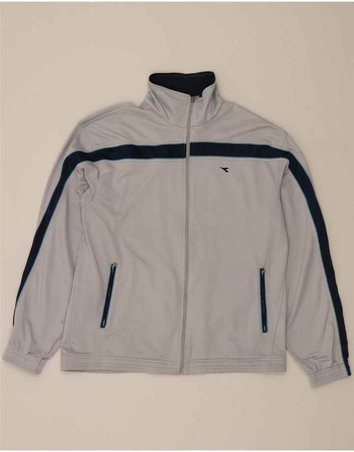 DIADORA Mens Tracksuit Top Jacket UK 42 Large Grey Colourblock Polyester Vintage Diadora and Second-Hand Diadora from Messina Hembry 