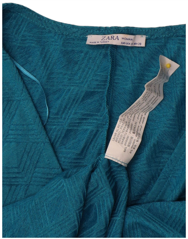 Zara Γυναικείο φόρεμα A-Line UK 12 Medium Blue Geometric Polyester