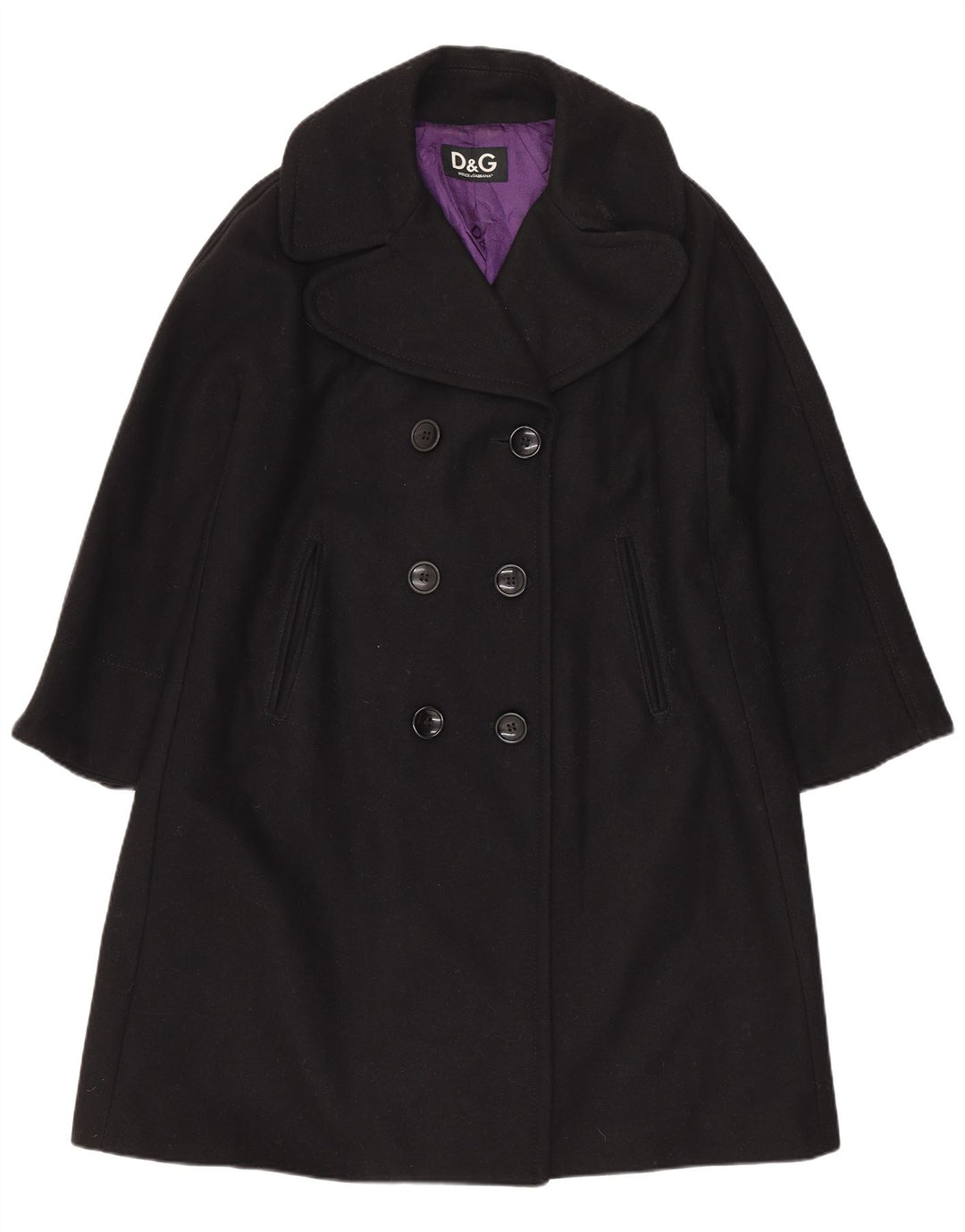 Dolce & Gabbana Γυναικείο παλτό με διπλό στήθος IT 38 XS μαύρο μαλλί