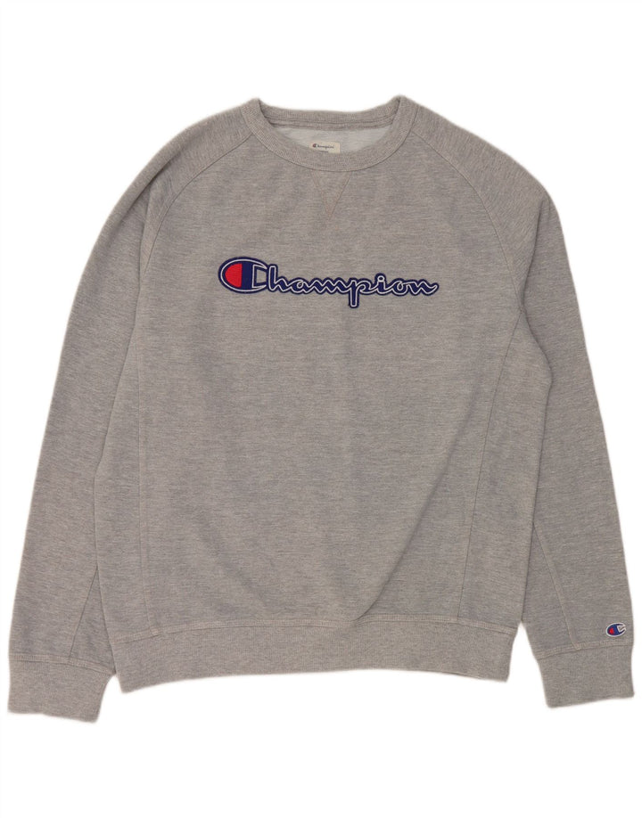 Ανδρικό γραφικό φούτερ Champion Jumper μεγάλο γκρι βαμβακερό