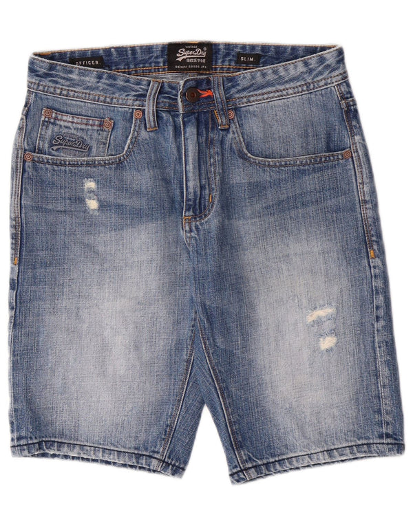 Ανδρικό στενό τζιν σορτς SUPERDRY Distressed W28 Μεσαίο μπλε βαμβακερό