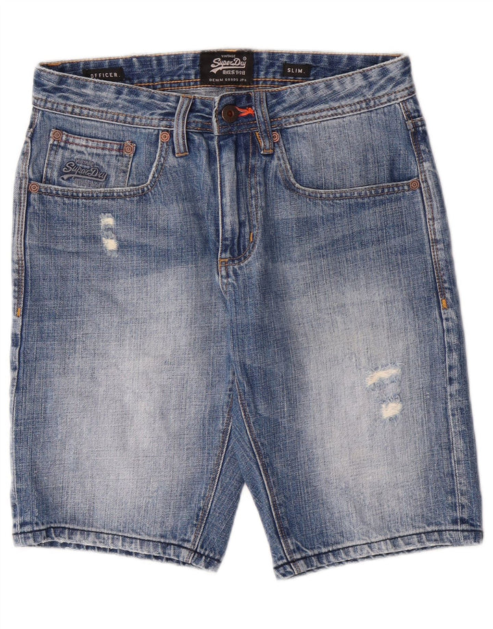 Ανδρικό στενό τζιν σορτς SUPERDRY Distressed W28 Μεσαίο μπλε βαμβακερό