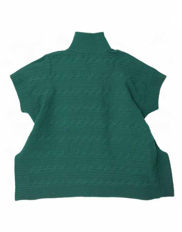 White Stuff Γυναικείο πουλόβερ Poncho Cardigan Ένα μέγεθος Πράσινο μαλλί αρνιού