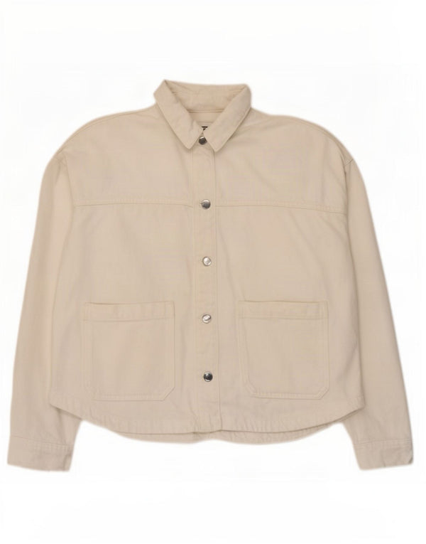 Zara Γυναικείο Τζιν Μπουφάν UK 10 Small White Βαμβακερό