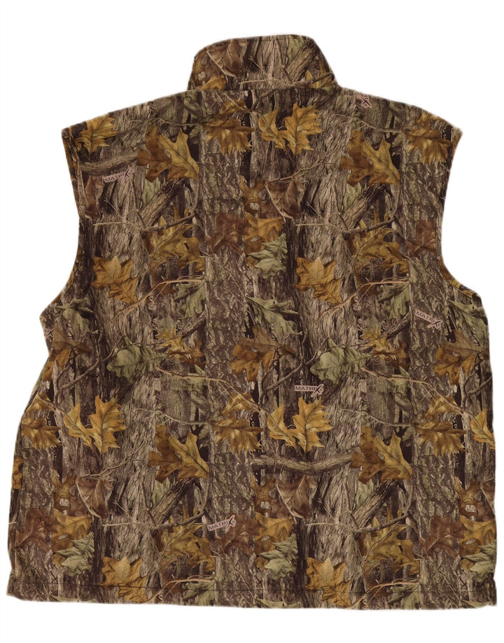 VINTAGE Ανδρικά αφηρημένα σχέδια Gilet UK 44 2XL καφέ χρώματος πολυεστέρας