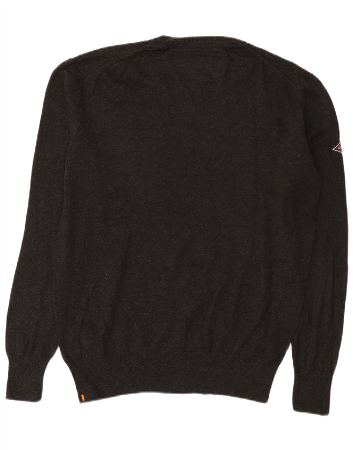 Superdry Ανδρικό πουλόβερ με V λαιμόκοψη XL Γκρι βαμβακερό