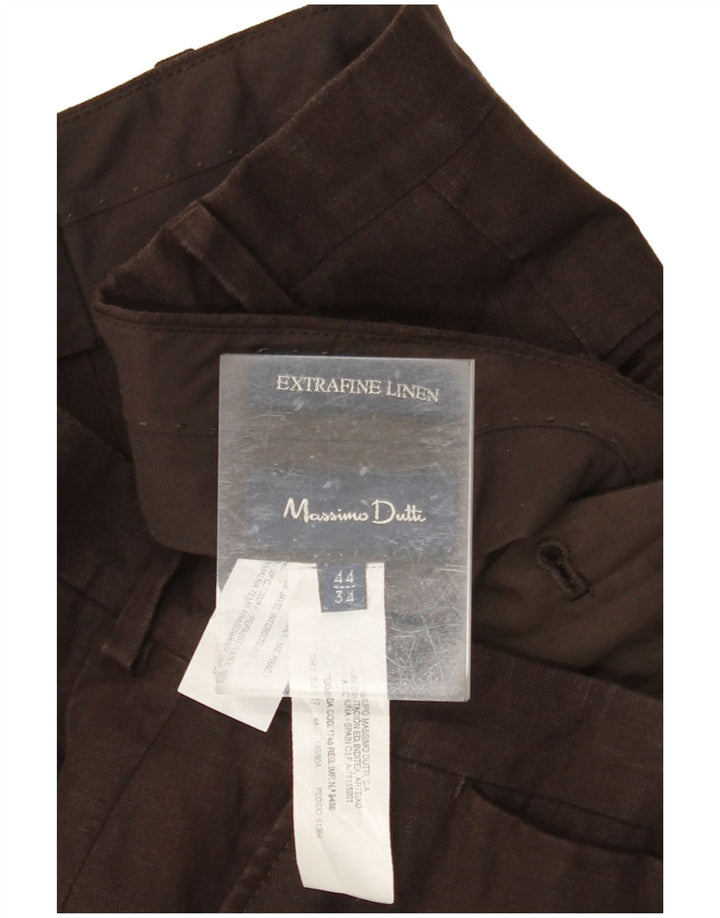 MASSIMO DUTTI Γυναικείο ίσιο παντελόνι Chino EU 44 μεγάλο W34 L30 καφέ