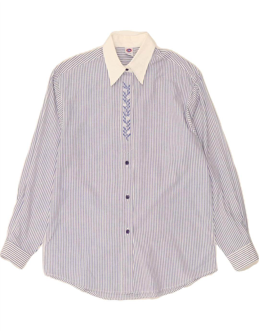 C&A Womens Shirt Size 40 Medium Blue Pinstripe Polyester Vintage C&A and Second-Hand C&A from Messina Hembry 