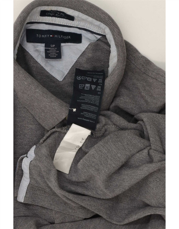 Tommy Hilfiger Ανδρικό πουκάμισο Polo Custom Fit Μικρό γκρι βαμβακερό