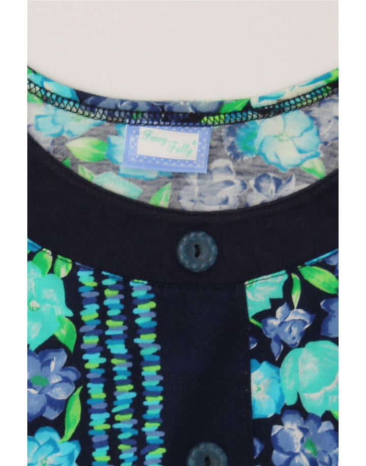VINTAGE Womens Blouse Top UK 14 Medium Blue Floral Cotton Vintage Vintage and Second-Hand Vintage from Messina Hembry 