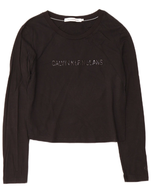 Calvin Klein Jeans Γυναικείο Crop Graphic Top μακρυμάνικο UK 12 Medium Black