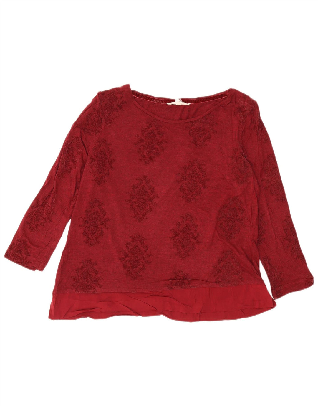 White Stuff Γυναικείο Crop Top μακρυμάνικο UK 14 Large Burgundy Floral Viscose